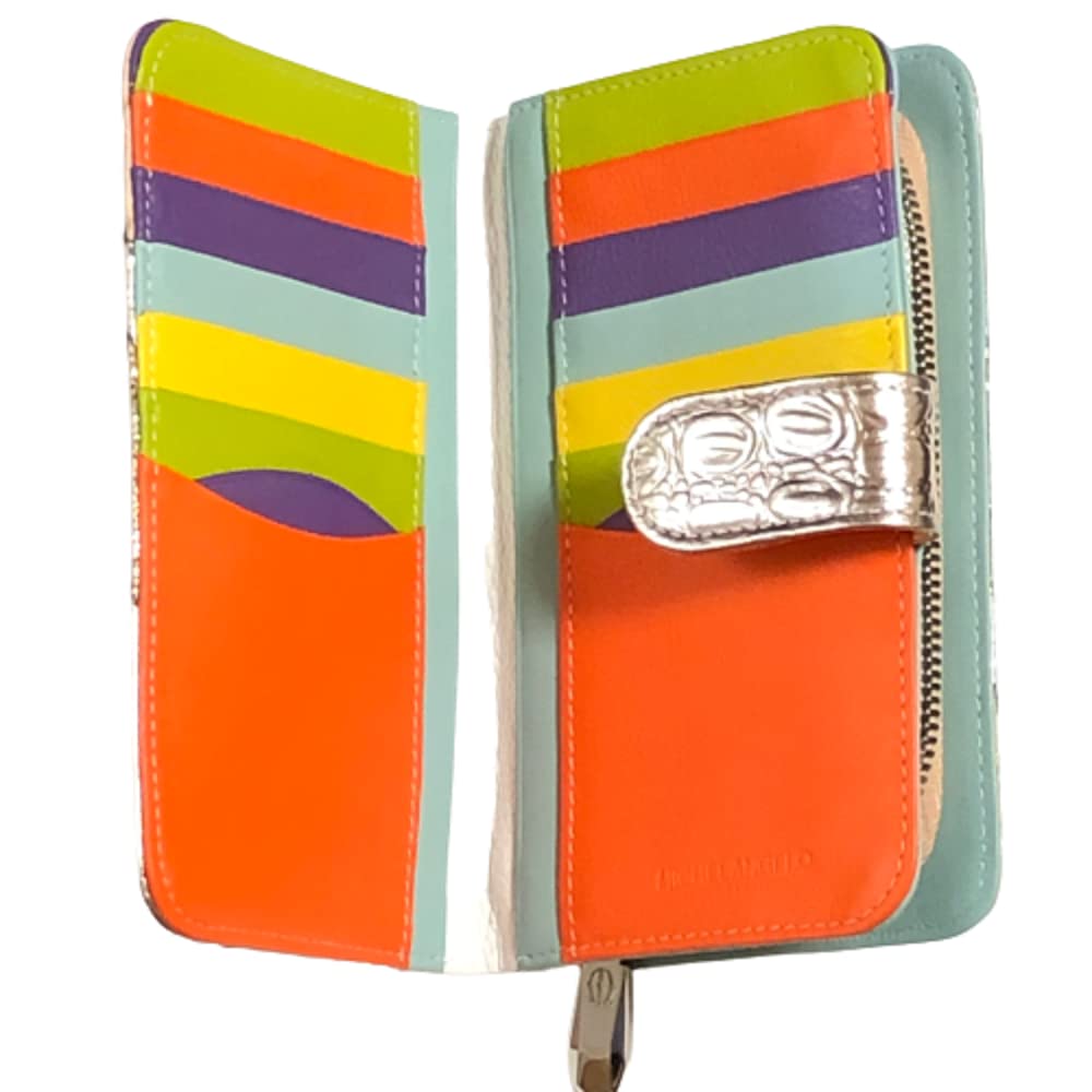 Michelangelo Italian Leather Folding Wallet, Patchwork, Pink Gold, Item