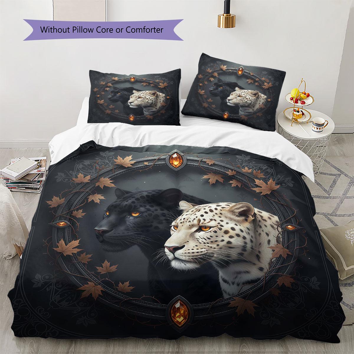 

Blackandwhitebeasthead Pattern Bedding Quilt Set Quilt Cover Pillowcase Home Decoration Birthday Gift (1 * duvet cover + 2 * pillowcase, without core) 135x200cm