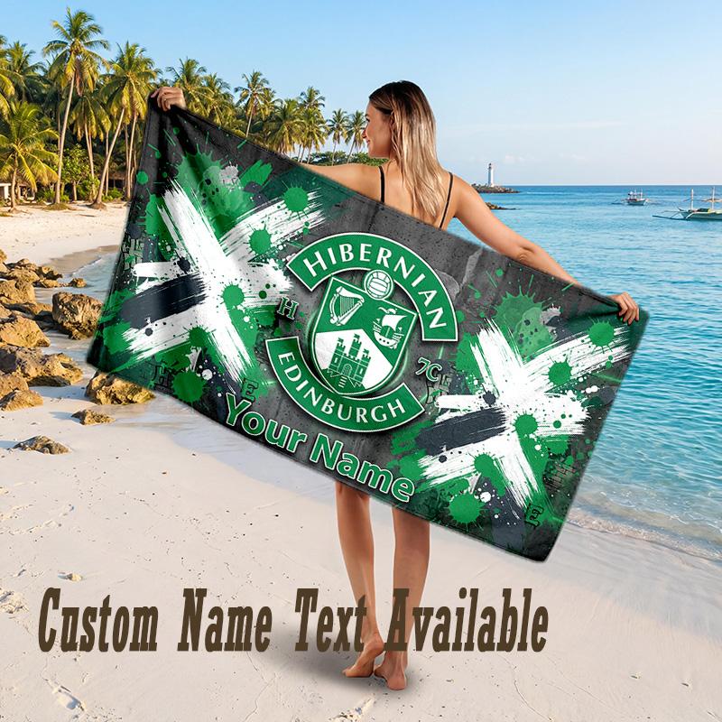 Σχέδιο Hibernian FC Πετσέτα Παραλίας Προσαρμοσμένο Κείμενο Μεγάλη Πετσέτα για Παραλιακές Διακοπές