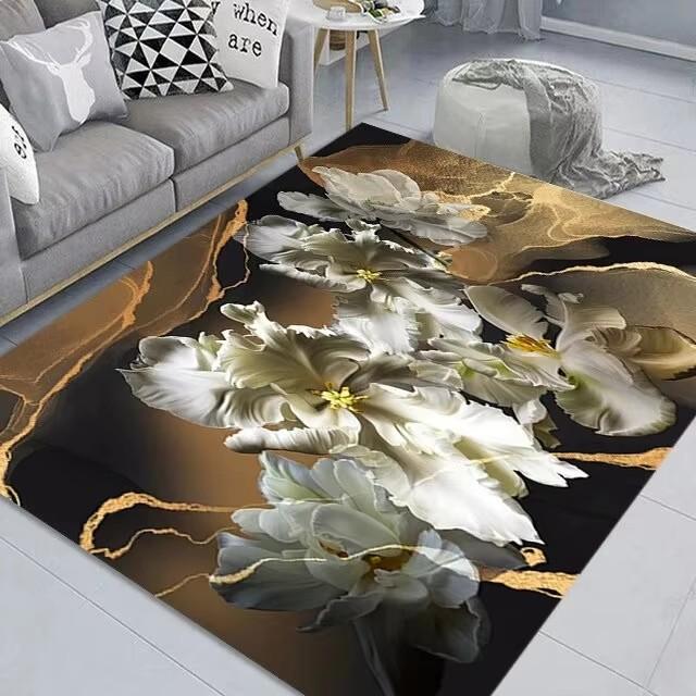 Vintage Floral Pattern Carpet Home Decor Living Room Rug Sofa Coffee Table Mat Washable Non-slip Bath Kitchen Bedroom Floor Mat
