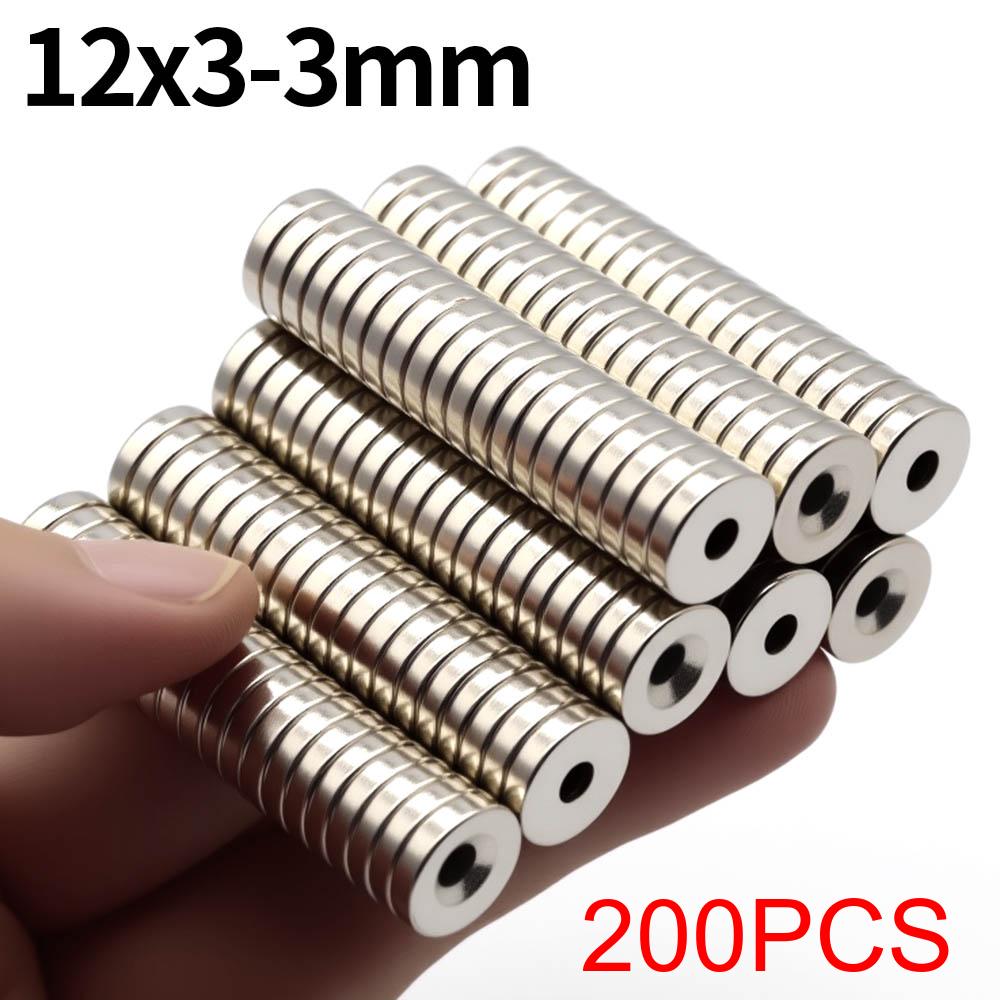 12x3-3mm Super Strong Neodymium Magnet N35 NdfeB Permanent Magnetic imanes Round With Holes Powerful Magnets Refrigerator Magnet