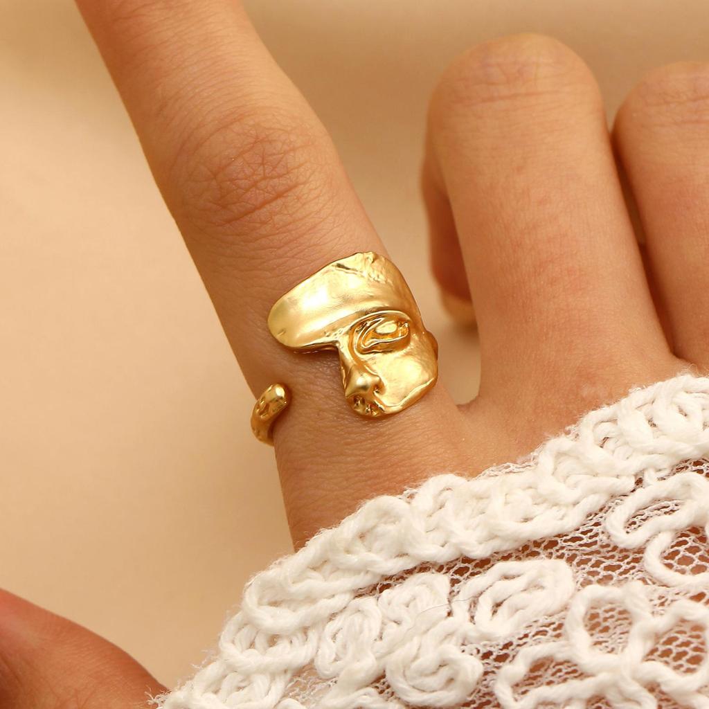 Fashion Retro Exaggerated Cold Style Venus Sculpture Half Face Open Ring