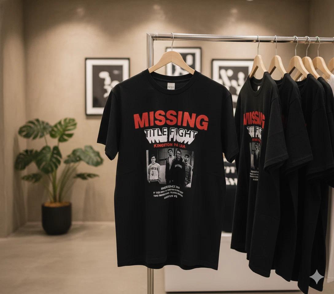 Unisex Adult Casual Music Title Fight Band T-Shirt Missing Graphic ... M
