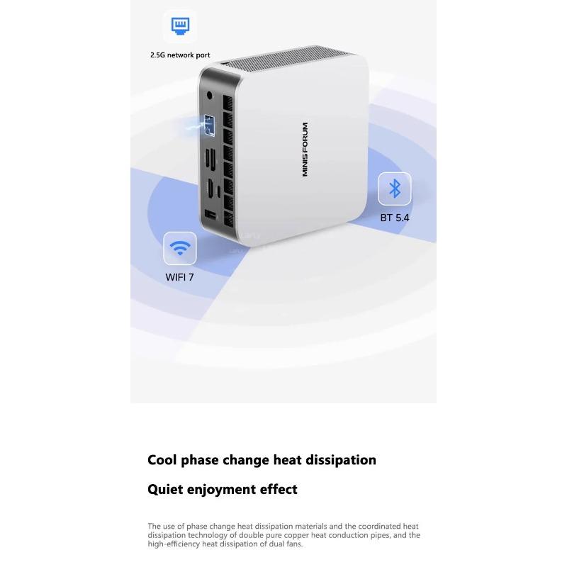 MINISFORUM AI X1 370  Mini PC AMD Ryzen AI 9 HX 370 96GB DDR5 2TB WiFi 7 Dual 2.5G LAN Copilot AI 135W Adapter Office PC Gaming