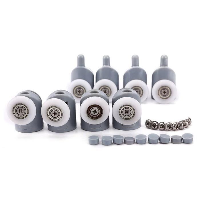 8x Galet ajustables Dual Rouleau Roulette Roue Porte Douche Salle de Bain Diamtre du rouleau 25mm