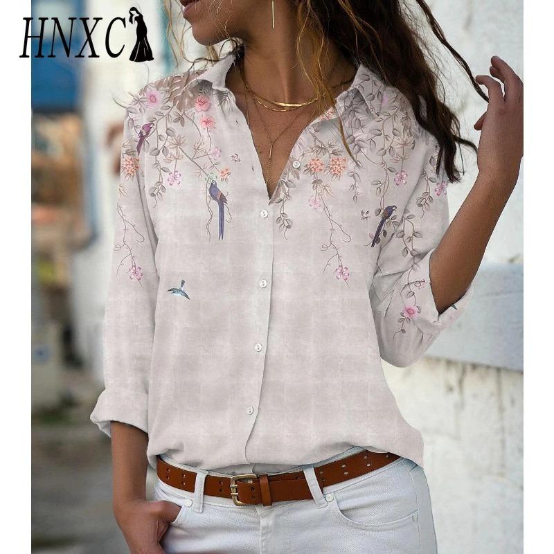 HNXC 38 Color Women's Fashion Casual Long Sleeve POLO Neck Blouses & Shirts