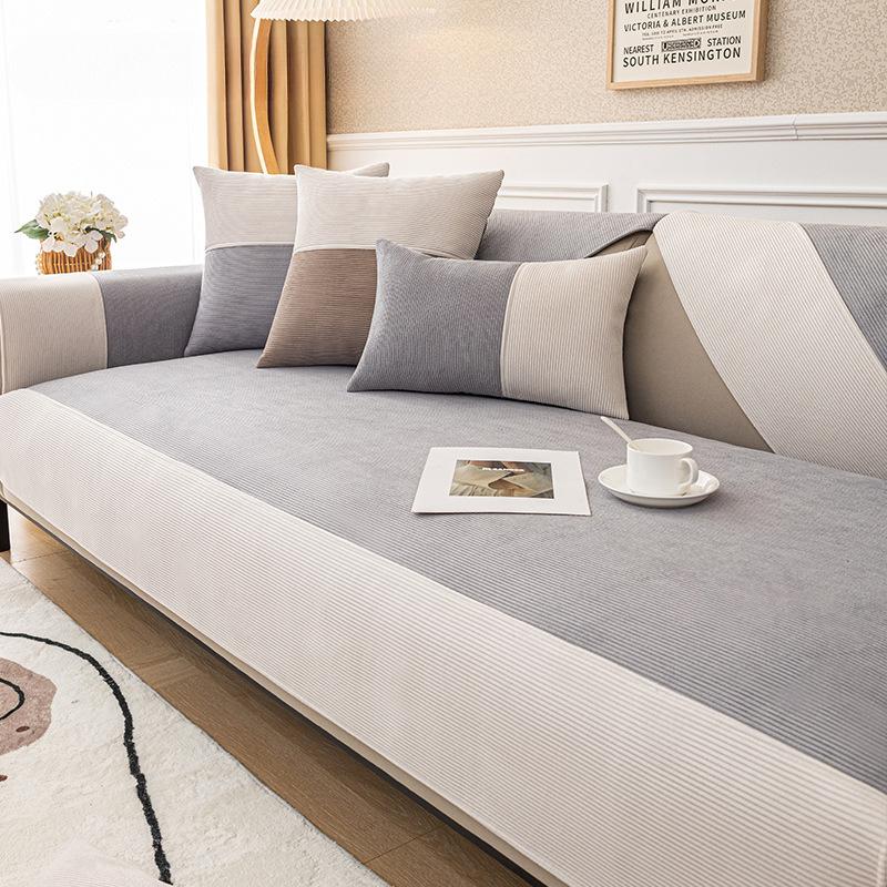 Japanese Style Sofa Cushion Four Seasons Universal Non-Slip Simple Modern Winter Corduroy Seat Cover Cover Cloth
