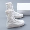 Mote Høye Lerretssko For Damer Myk Såle Cheerleaders Dansesko Hvite Fritidssko Kvinners Midt-legg Støvler