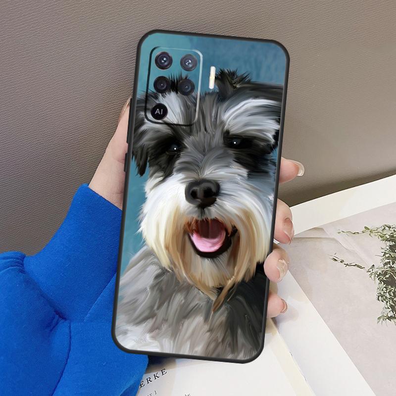 Copertura Artistica per Cucciolo di Schnauzer per OPPO A15 A16 A3S A5S A52 A72 A94 A74 A54 A83 A91 A93 A31 A5 A9 2020 A53 S