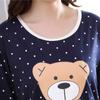 Langärmliges Pyjama-Set mit Cartoon-Bären-Print und Punkten