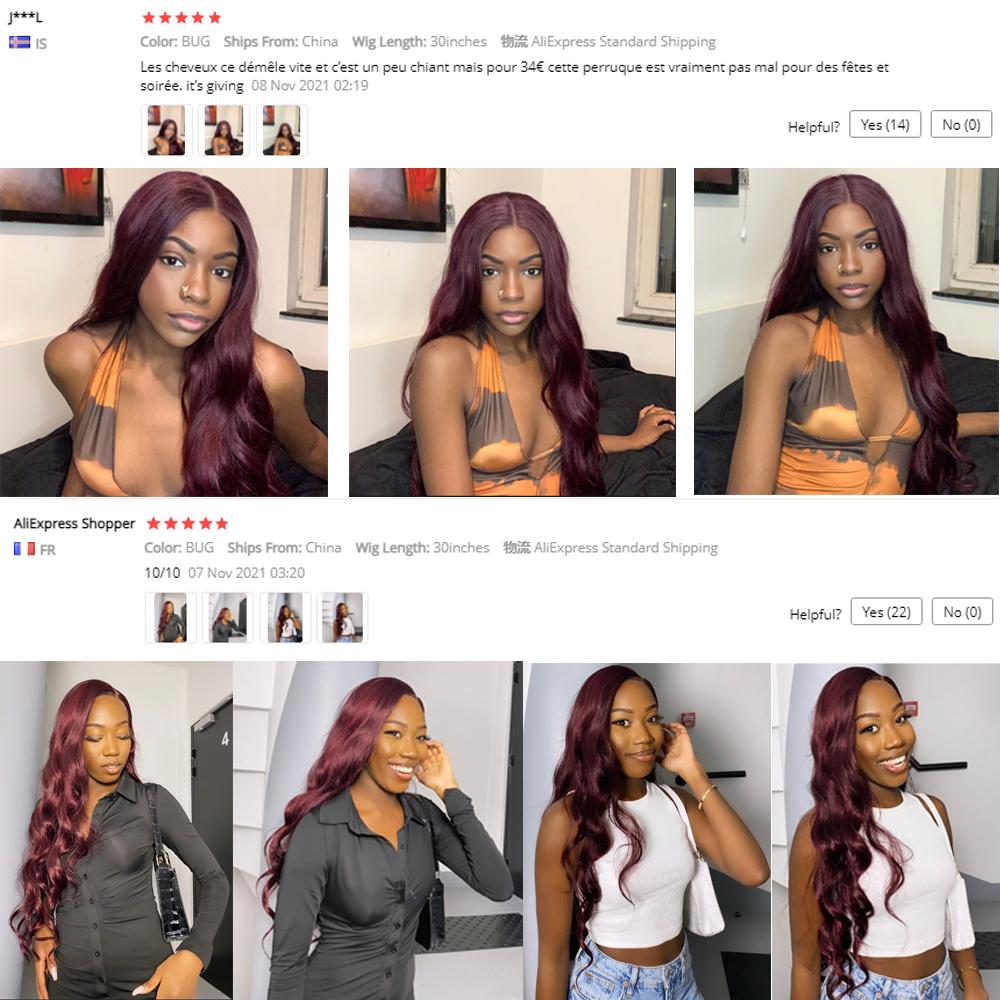 SOKU Burgundy Synthetic Lace Front Wig For Women 30 Inch Long Body Wave Side Part Transparent Lace Wigs Heat Resistant Fiber