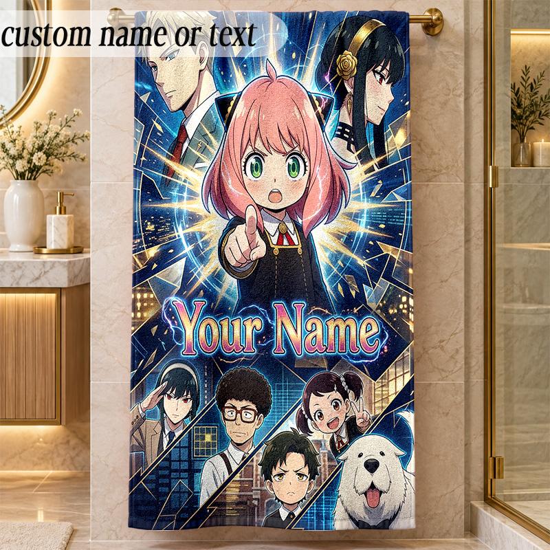 Beach TowelSpy × Family Custom Name Text Personalized Soft Towel for Beach Pool Indoor Home Decor Gift