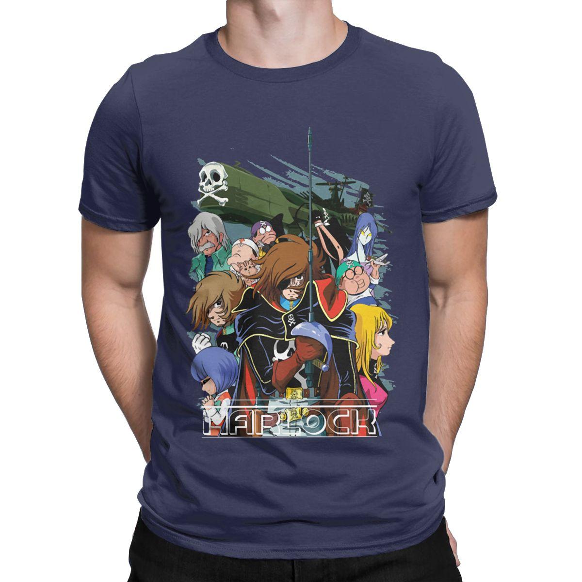 

Men s Arcadia Crew Space Pirate Captain Harlock T Shirts 100% Cotton Clothes Vintage Short Sleeve Round Collar Tees T-Shirts 4XL