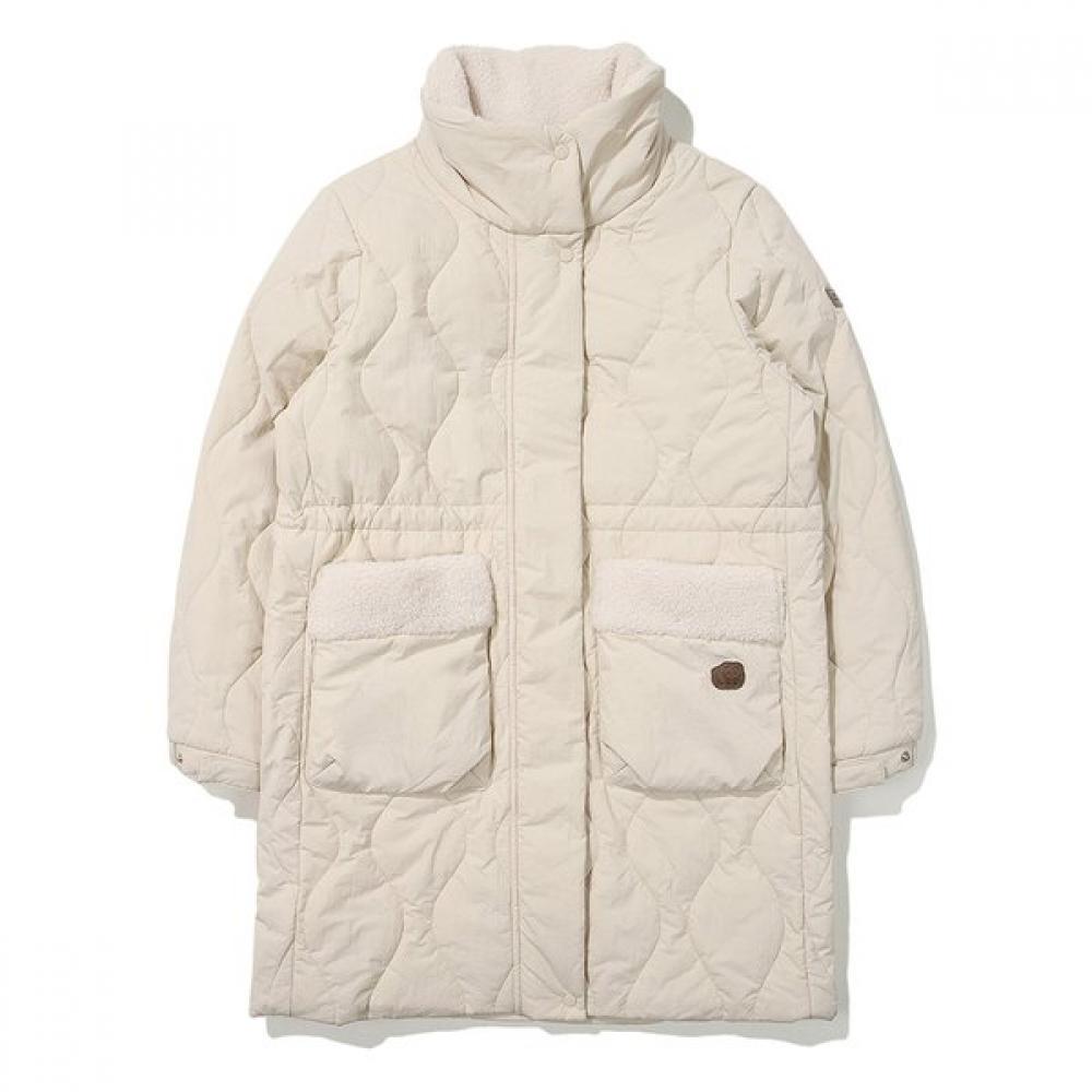 Teddy Diamond Quilting Long Puffer  Ivory 090
