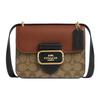 Shoulder Bag Morgan 18 Colorblock Signature Square Retro Canvas with Leather Messenger Handbag Crossbody Small Women's Khaki Colored Brown