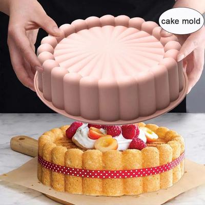1 x Silikon-Kuchenform, rund, für Heißluftfritteuse, Ofen, Backform, hochtemperaturbeständig, Brot-Toast-Kuchenform