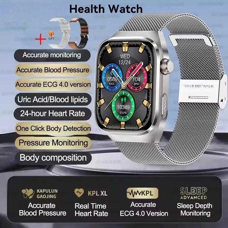 2026 NEW ECG Blood Oxygen Blood Pressure Temp Monitor Men Uric Acid Blood Fat Health Diagnosis HD Bluetooth Call Men Smart Watch