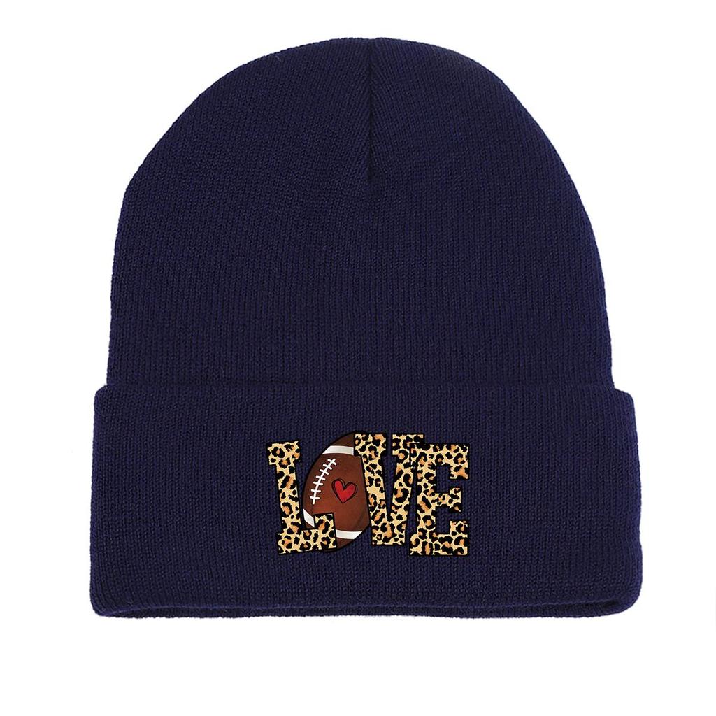 LOVE" Football Warm Knitted Hat Beanie, Skull Cap Warm Windproof Leisure Headwear Knitted Cap Beanie