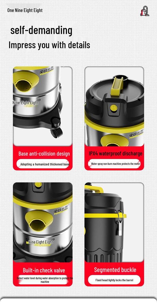 High-Power Industrial Vacuum Cleaner for Home, Car, and Commercial Use