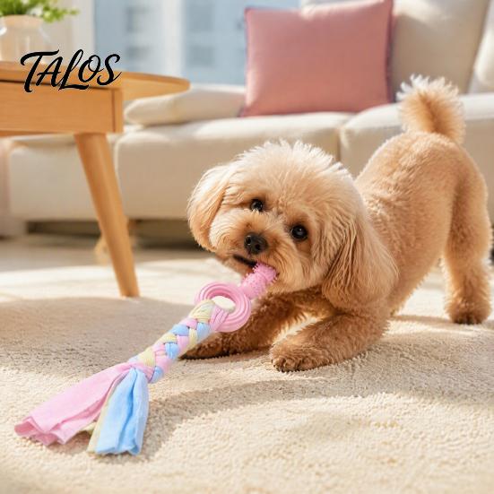 Natural Rubber Pet Play Toys Spiky Dog Chew Toy with Cotton Rope, Molar Stick Toy, Interactive Tough for Aggressive Chewers Small Medium Dogs