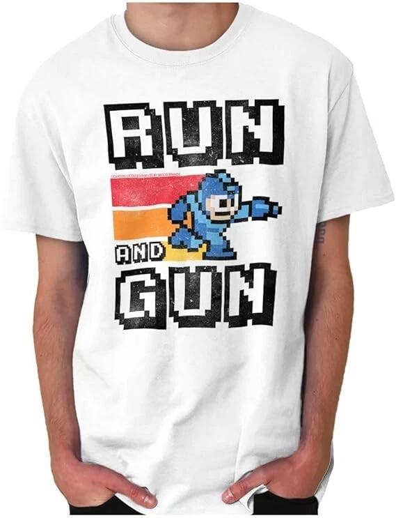 

Mega Man Mens 8-Bit Distressed Run & Gun Arcade Graphic White Shirt NWT L, XL S
