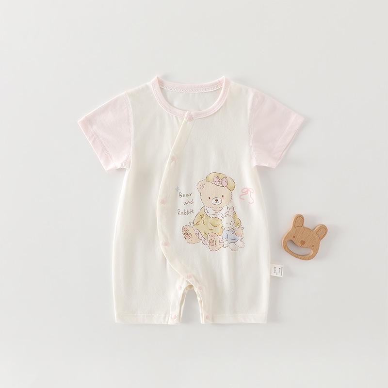 A-Class Pure Cotton Baby Romper: Summer Short Sleeve Crawling Suit for Newborn Boys & Girls