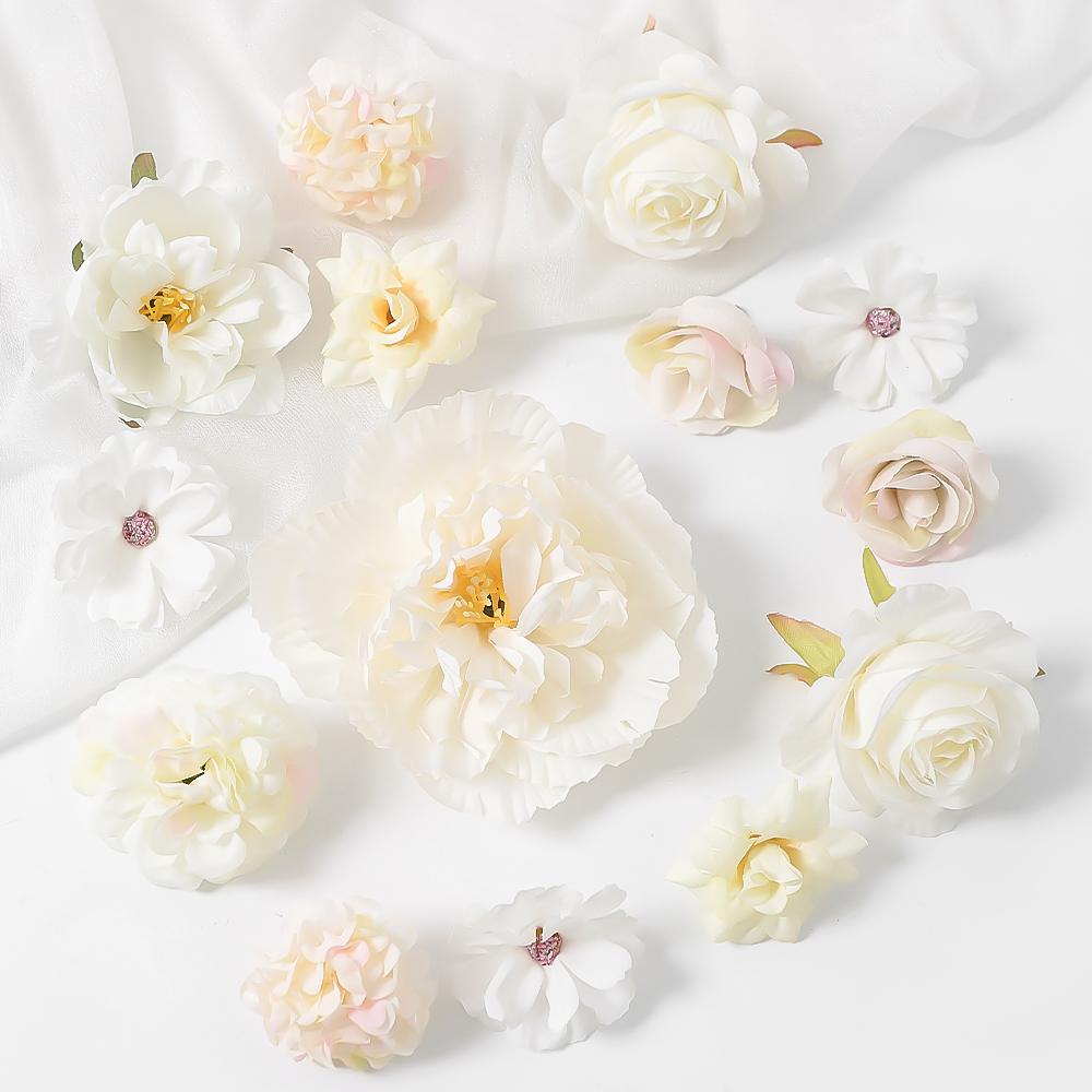

14Pcs Artificial Flowers Head Silk Fake Flower for Home Decor Garden Wedding Bride Decoration DIY Garland Craft Gift Accessories