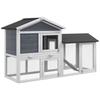 Gabbia per piccoli animali con recinto, Legno di abete, 147 x 54 x 84 cm, Grigio