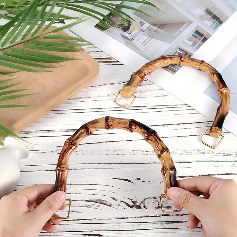 2Pcs 10.5/12Cm Plastic Bag Handle Handbags Replace Faux Bamboo Handles Woven-Bag Purse Frame Kiss Clasp Diy Bags Accessories