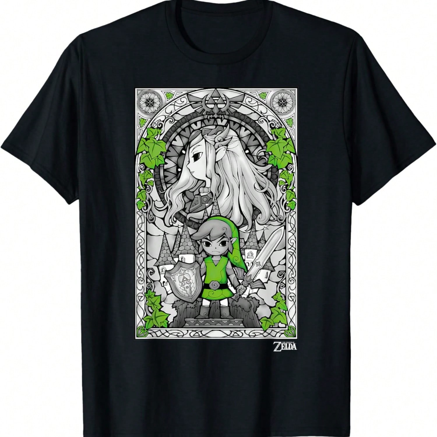 Zelda Link Nouveau Stained Glass Graphic T-Shirt T-Shirt.Jpg| Zelda Link Sword Shield Fire Border Graphic T-Shirt T-Shirt.Jpg| Zelda Link And Navi Pho S разноцветный
