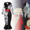 Fantasy-themed Cruella Cosplay Dress With Soft Fabric And Fur Collar