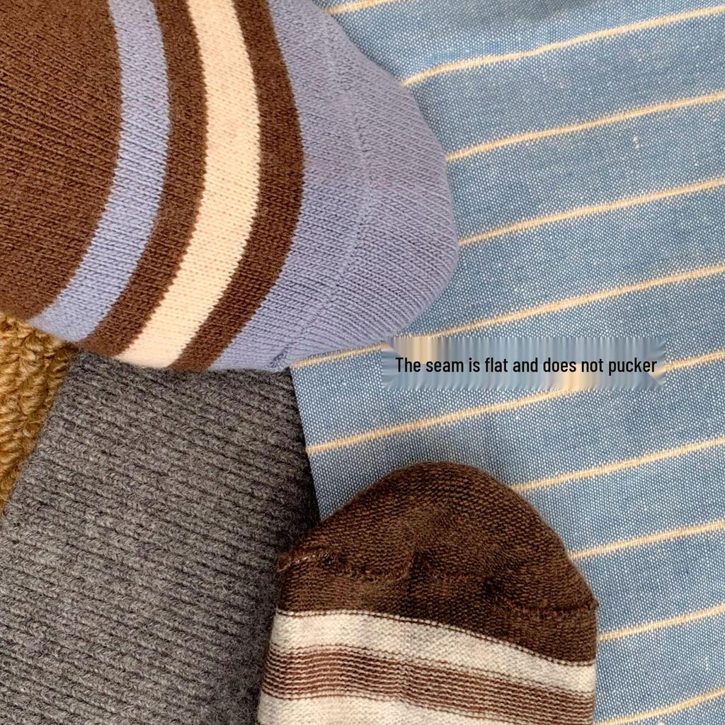 Winter Striped Wool Socks - Japanese Academy Style, Mid-Calf, Slouchy, Warm for Women