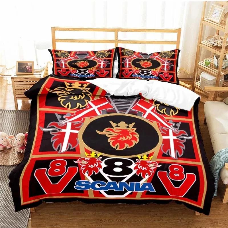 Scanias Truck Logo Bedding Set Boys Girls Twin Queen Size Duvet Cover Pillowcase Bed Kids Adult Fashion Home Textileextile