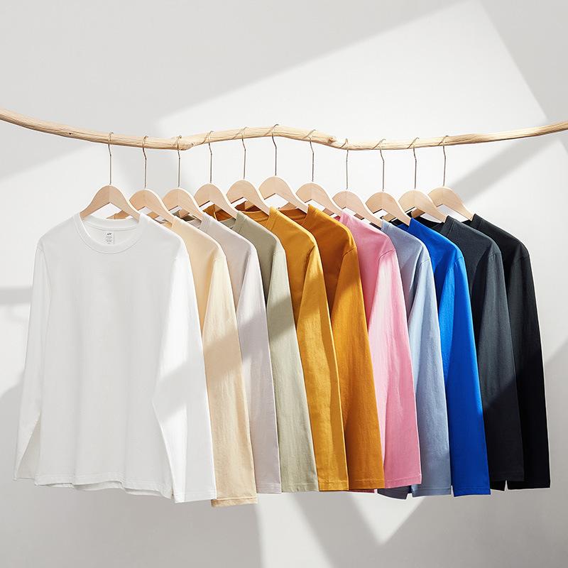 Camisas de manga larga para hombres y mujeres Camisetas atléticas informales de algodón suave de color sólido para hombres y mujeres Camisetas de moda con cuello redondo para hombres