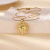 Stainless Steel Sun Pendant Necklace for Women Fashion Gold Color Zircon Charm Chain Necklaces Trendy Aesthetic Jewelry Gift