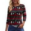 Women's Fashion Casual Round Neck 3/4 Sleeve Loose Printed T-Shirt Ladies Top