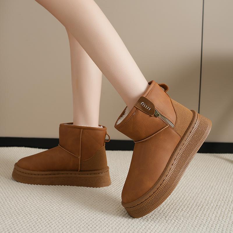 Fashion Women Boots 2024 New Winter Platform Shoes for Women Short Plush Warm Snow Boots Women Comfortable Fashion Flat Ankle Boots