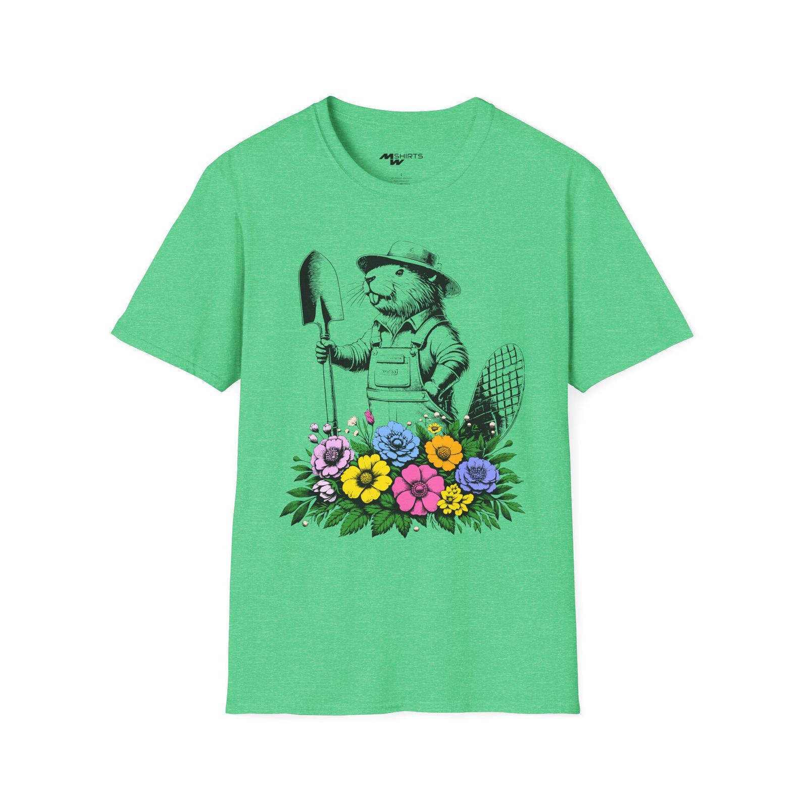 Gardener Beaver T-Shirt: Floral Design, Nature Lover Gift S
