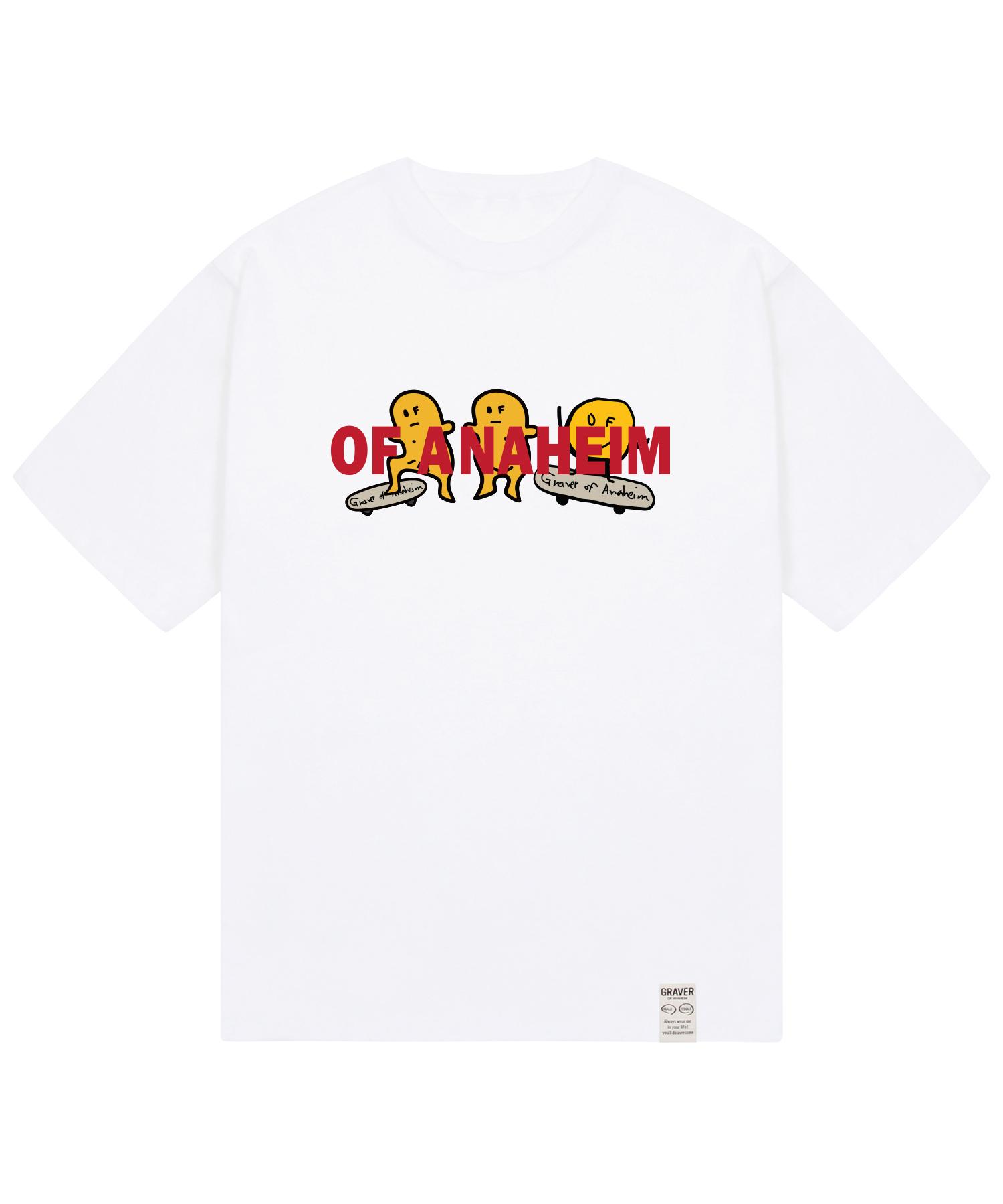 Graver [Unisex] 3 Smile Board Short Sleeve T-Shirt_White/Red Logo White_Red Logo/S