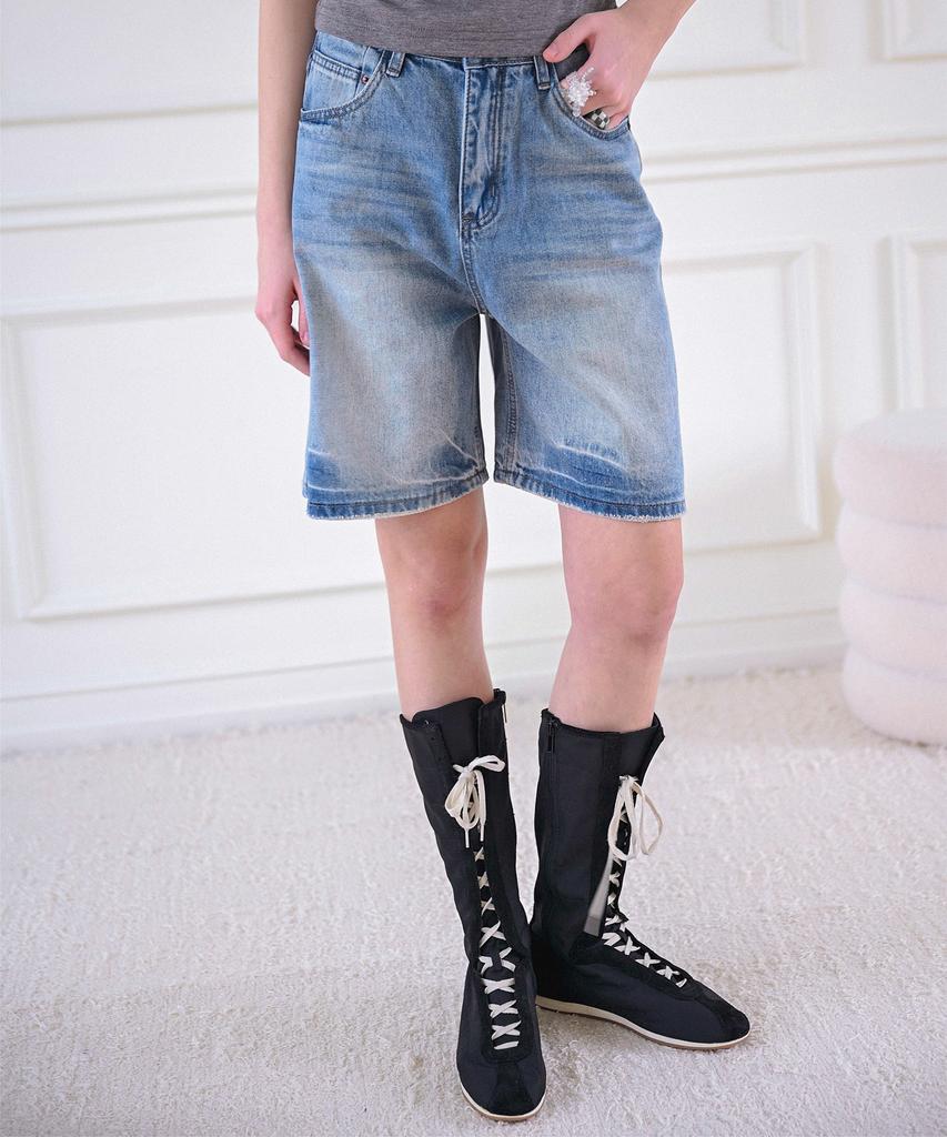 KOOLKITTEN Retro Low Bermuda Denim Shorts (Light Indigo)