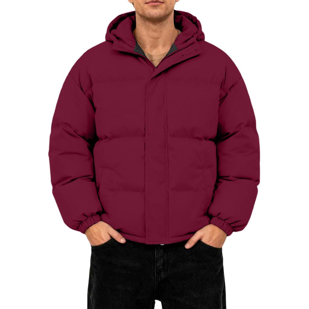 Herren Oversized Casual Daunenjacke mit langen Ärmeln und Kapuze