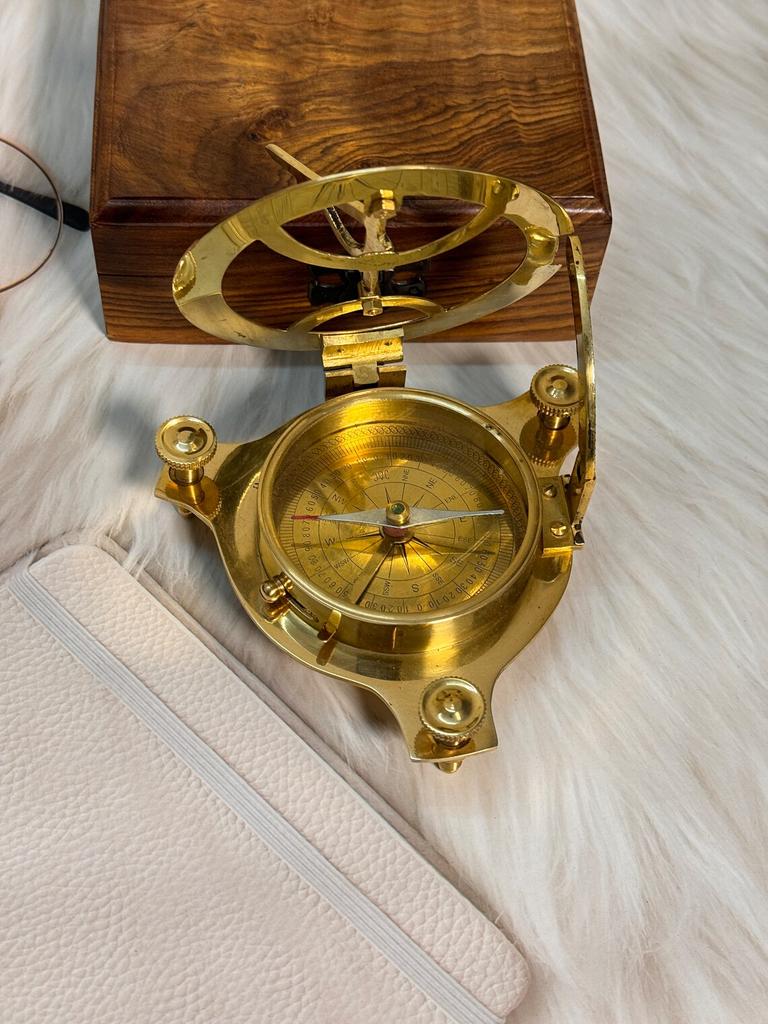 Big 5' Sundial Compass with Wooden Box For Him - Anniversary Gift, Engraved Gift, Husband Gift, Groomsmen Gift, Father Gift