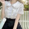 Deeptown Kawaii Lolita Blusen für Damen, weiß, süße Spitzentops, Rüschenhemden, Vintage, Puffärmel, japanischer Preppy-Style, süße Tops