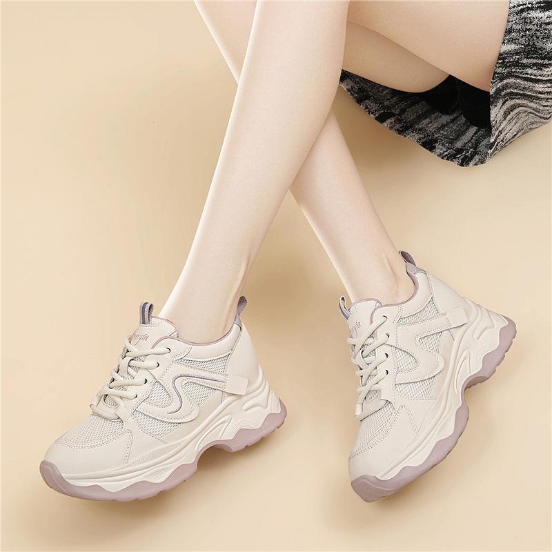 

Versatile new dad shoes fashion spring mesh breathable white shoes thick-soled cm height increase casual sports women s shoes 40