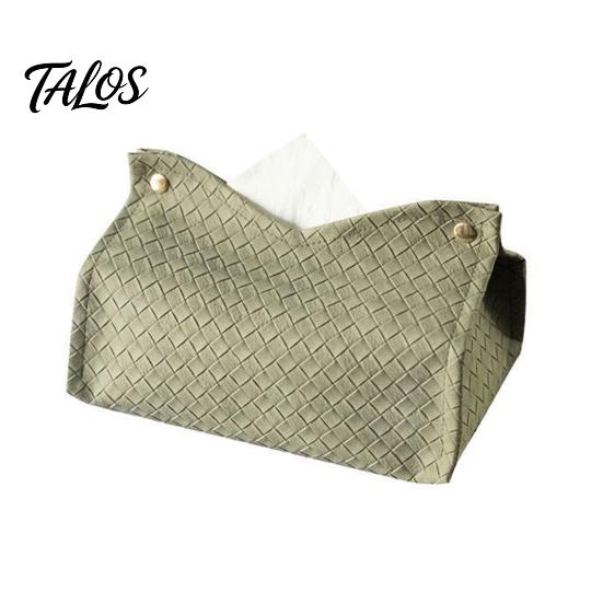 Space Saving Bedroom Storage Bag PU Leather Tissue Box Holder, with Snap Design, Portable Foldable Decorative Balcony Napkin Facial Paper Organizer