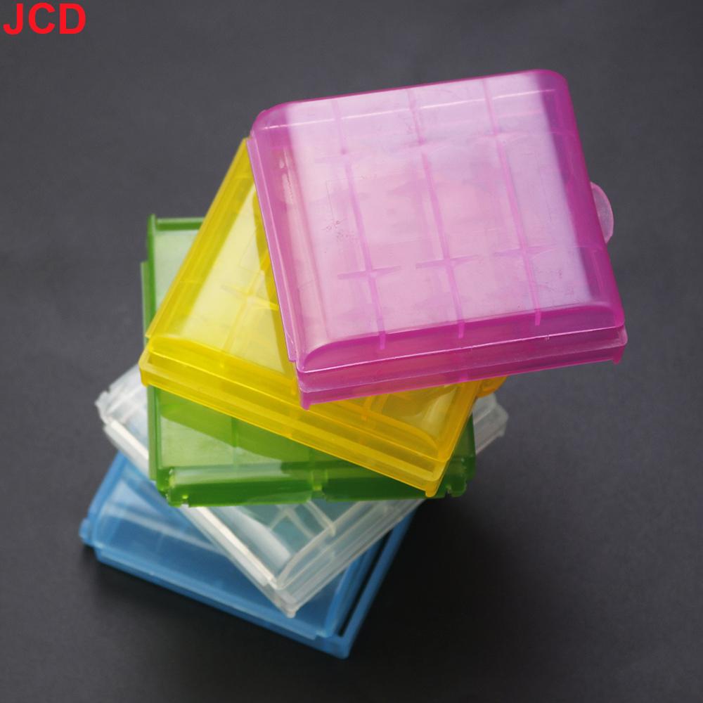 JCD 5pc Colorful Plastic Battery Holder Case 4 AA AAA Hard Plastic Storage Box Cover for 14500 10440 Battery Organizer Container