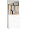 Bookcase Tall Cabinet Display Cabinet with 3 Drawers, 3 Open Shelves, for Living Room Kitchen, 79x39.5x180 Cm, White