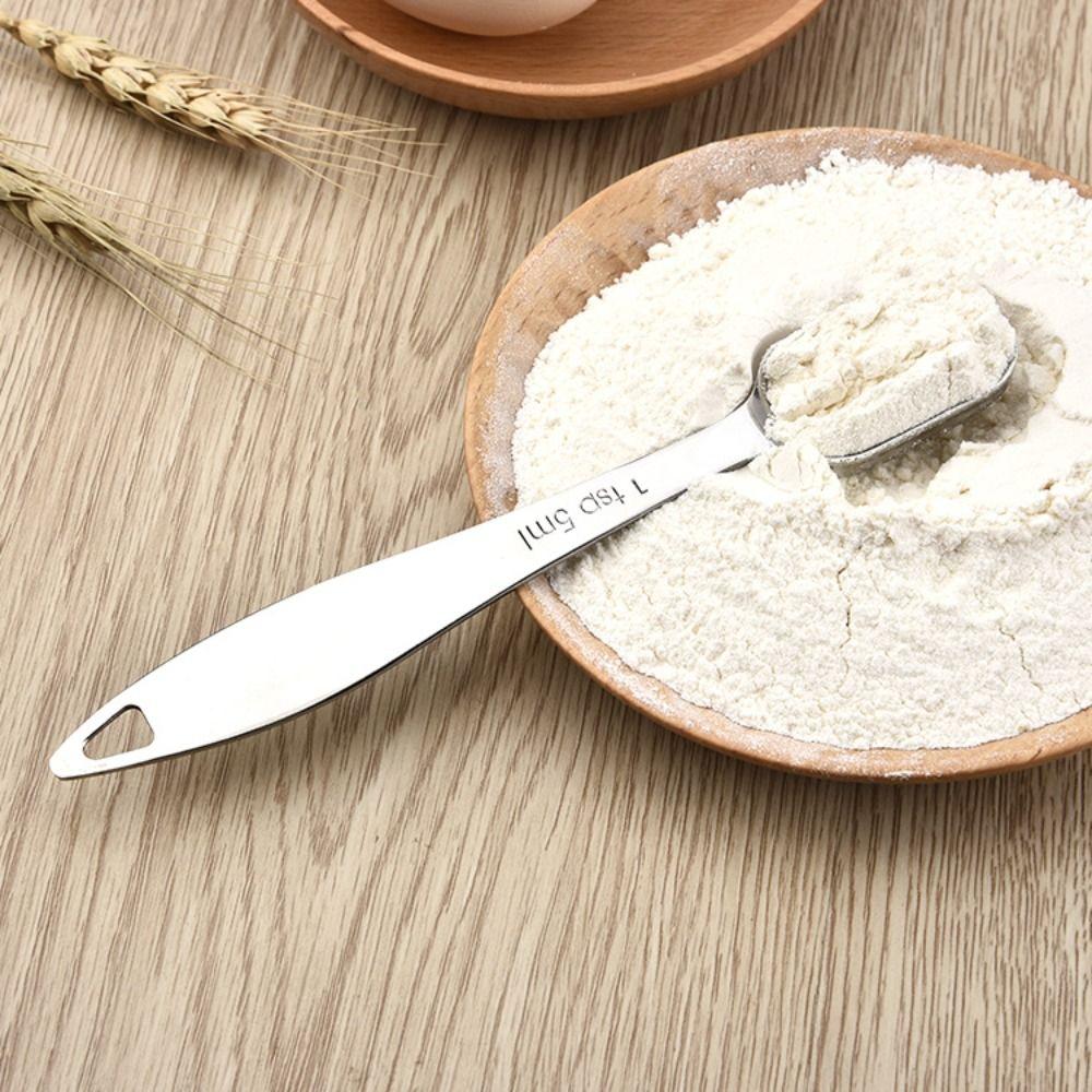 6Pcs Square Shaped Measuring Spoons Set Metal Teaspoon Kitchen Measuring Tool  for Dry or Liquid