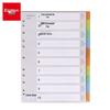 Qixin IX902 A4 Plastic Index Dividers, 10-Color Set, 11 Holes, PP Tabs
