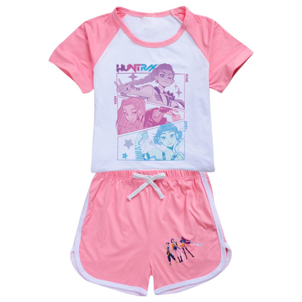 5104 Kinder Mädchen POP Rumi Zoey Mira Print T-Shirt Shorts Sport Trainingsanzug Kleidung Set